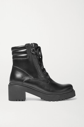 Moncler Viviane Leather Ankle Boots - Black - ShopStyle