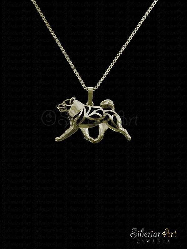 Etsy 14K Gold Norwegian Elkhound Pendant & Necklace