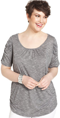 Style&Co. Plus Size Short-Sleeve Ruched Tee