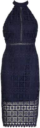 boohoo High Neck Crochet Lace Midi Dress
