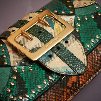 Burberry The Small Buckle Bag in Riveted Snakeskin and Floral Print