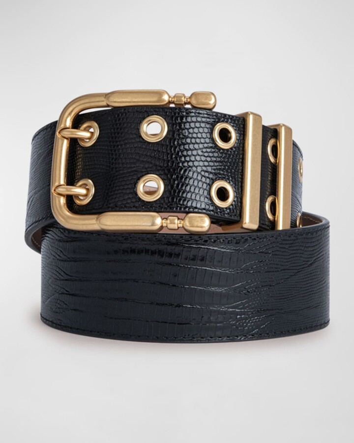 by Far Duo Denim Leather Belt, Women's, XS, Belts Leather Belts