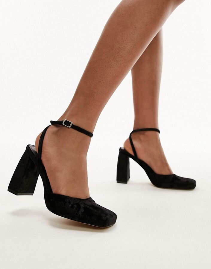 Topshop Emilia two part heeled shoes in black - ShopStyle Pumps