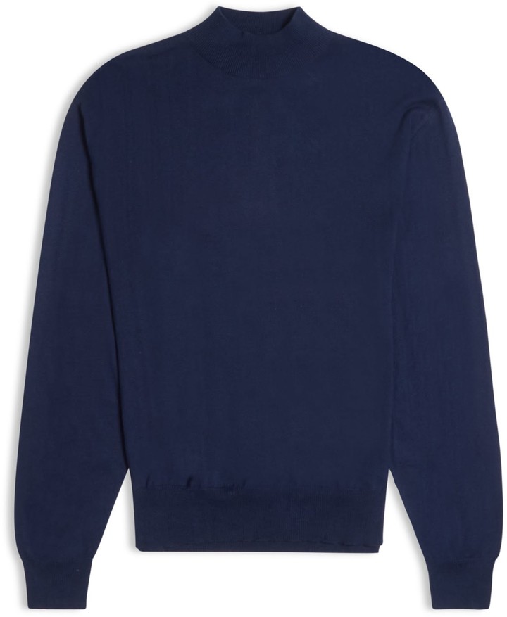 Burrows & Hare Mock Turtle Neck - Navy - ShopStyle