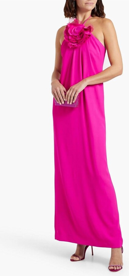 Halston Women's Onika Gown In Crepe Candy Pink