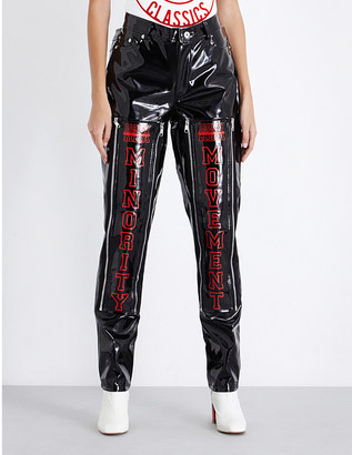 Hood by Air Faux-patent high-rise straight jeans