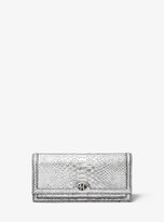 Thumbnail for your product : Michael Kors Monogramme Metallic Python-Embossed Leather Clutch