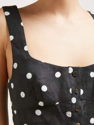 Araks Tilly Polka-dot Cropped Organic-linen Top - Womens - Black Multi