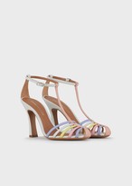 Thumbnail for your product : Emporio Armani Lame Leather T-Shaped Sandals