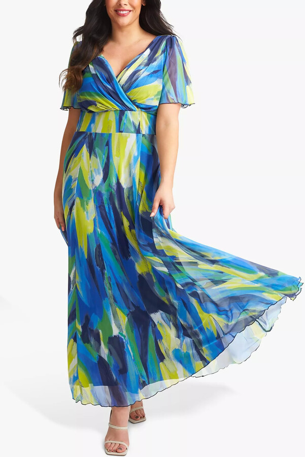 Scarlett Jo Isabelle Abstract Print Float Sleeve Maxi Dress