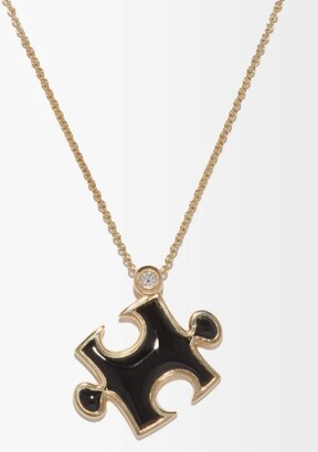 Retrouvaí Puzzle Diamond, Onyx & 14kt Gold Necklace
