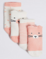 Thumbnail for your product : Marks and Spencer 4pk of Bear Terry Baby Socks (0-12 Mths)