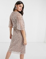 Thumbnail for your product : Maya Bridesmaid delicate sequin wrap midi dress in taupe blush