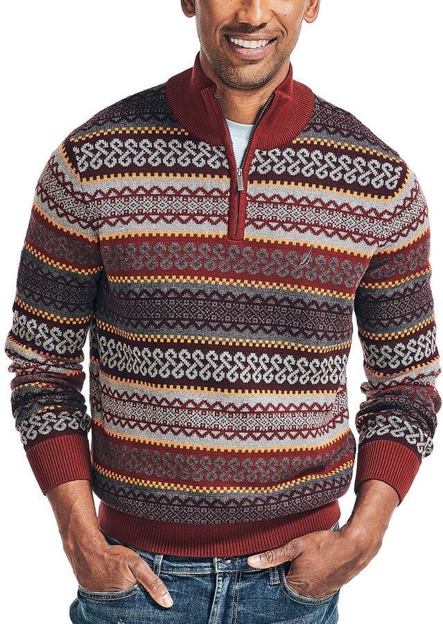 Nautica Men's ClassicFit Fair Isle QuarterZip Sweater ShopStyle