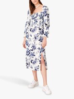 Thumbnail for your product : Monsoon Floral Square Neck Midi Dress, Ivory/Blue