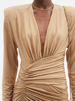 Alexandre Vauthier Crystal-embellished Plunge-neck Jersey Dress - Gold