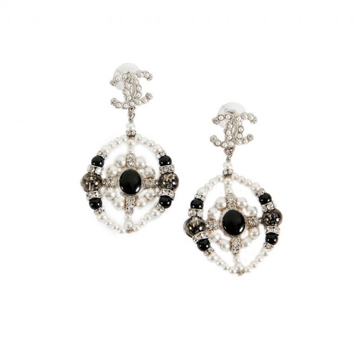 Chanel CC Silver Metal Earrings