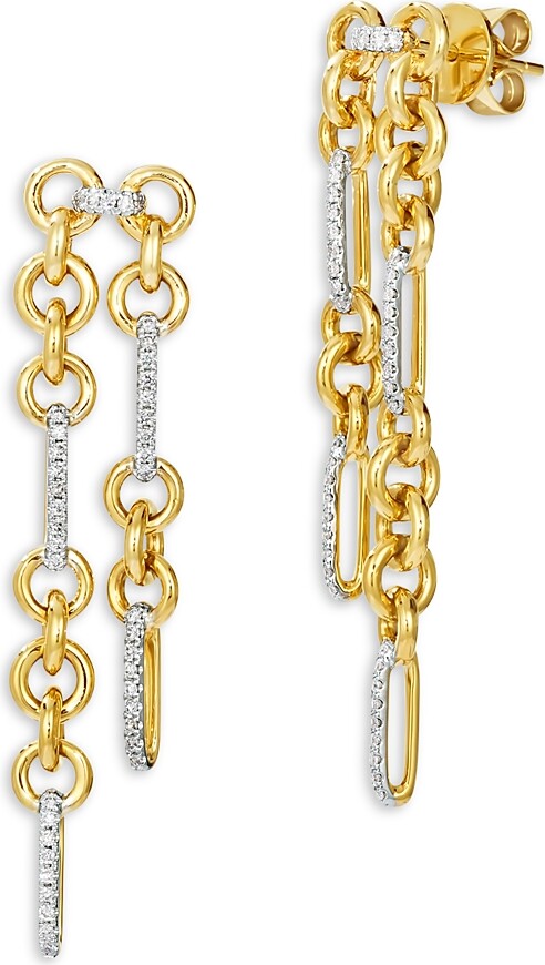 Bloomingdale's Fine Collection Diamond Chain Link Drop Earrings in 14K Yellow Gold 0.20 tcw