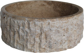 TashMart Travertine Hand Hammered Circular Vessel Bathroom Sink