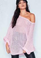 Thumbnail for your product : Missy Empire Joanna Pink Loose Knit Jumper