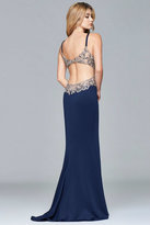 Thumbnail for your product : Faviana s7916 Long fitted neoprene dress with beading at side waist