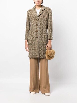 Chanel Pre Owned 1990-2000s CC-buttons tweed coat - ShopStyle