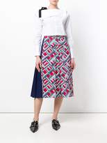Thumbnail for your product : Carven Carreaux print pleated midi skirt