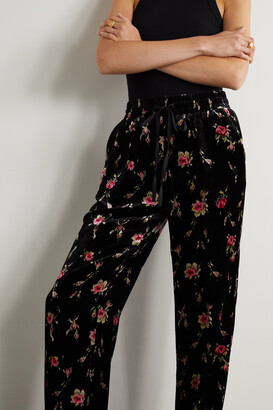 【送料&関税込】RED Valentino Dreaming Peony Print Trousers Pants With Oriental Bird Print in Blue/Pink for Women