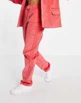Thumbnail for your product : adidas 'Comfy Cords' corduroy high waisted wide leg suit trousers in pink