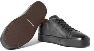 Santoni Burnished-Leather Sneakers