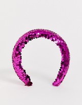 Thumbnail for your product : ASOS DESIGN padded headband with pink sequin embellishment