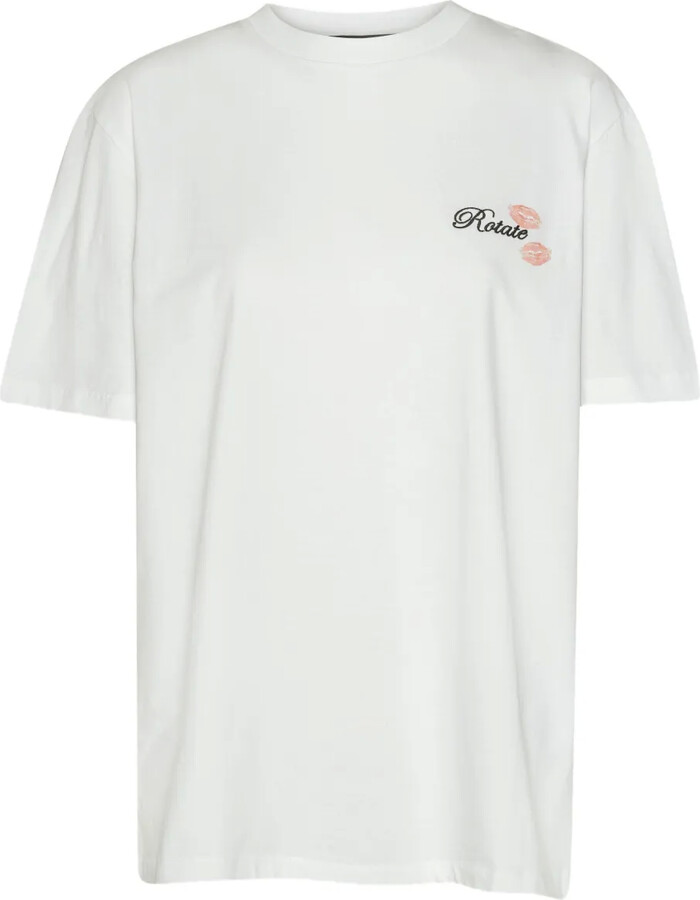 Rotate by Birger Christensen logo-embroidered lip-detail T-shirt