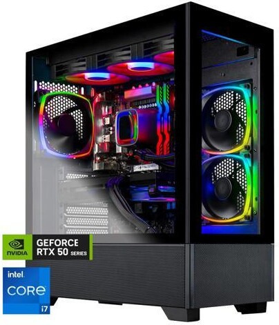 Skytech Azure Gaming PC Desktop, Intel i7 14700F 2.1 GHz (5.3GHz Turbo), NVIDIA RTX 5070 12GB GDDR7, 2TB Gen4 NVMe SSD, 32GB DDR5 RAM RGB, 750W...