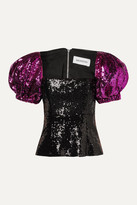 Thumbnail for your product : 16Arlington Two-tone Sequined Crepe Top