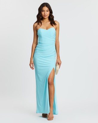 SKIVA - Women's Blue Maxi dresses - Strapless Evening Dress with Split - Size One Size, 12 at The Iconic