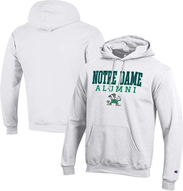 Men's Champion White Notre Dame Fighting Irish Alumni Logo Stack Pullover Hoodie