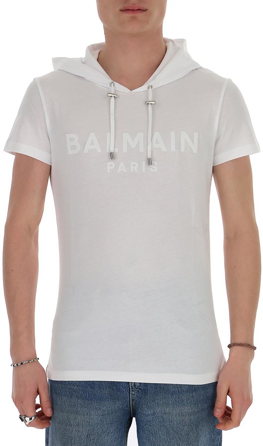 balmain hooded t shirt
