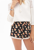 Thumbnail for your product : Forever 21 Crochet-Trimmed Floral Shorts