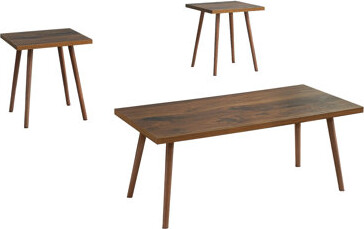 Latitude Run Contemporary 3 Table  Dark Walnut Coffee And End Tables Structure For Office Desk Modern Walnut Laminate Easy Assembly Living Space