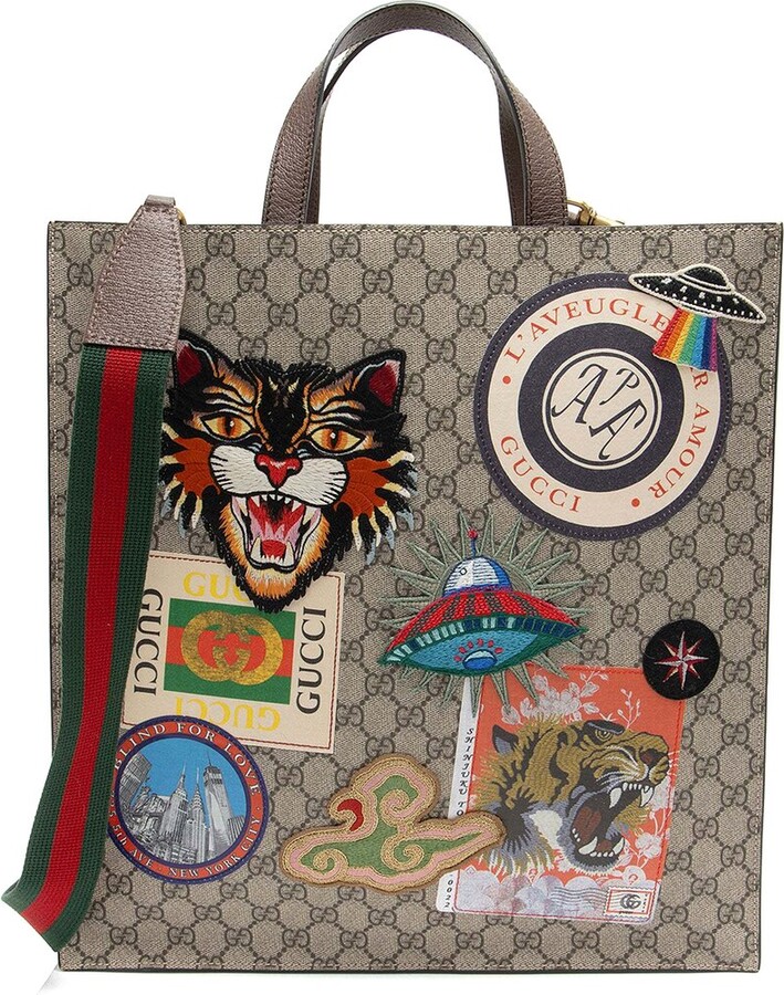 Gucci Brown GG Supreme Canvas Soft Vertical Courrier Tote (Authentic Pre- Loved)