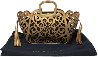 Ralph Lauren Gold Leather Vachetta Scroll Tote