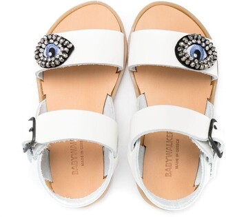 Babywalker Eye-Embellished Double-Strap Sandals