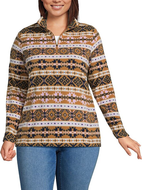 Lands' End Plus Size Anyweather Fleece Quarter Zip Pullover
