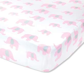 Wendy Bellissimo Mix & Match Elephant Fitted Crib Sheet in White/Pink
