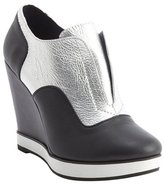 Thumbnail for your product : Nanette Lepore silver and black metallic leather wedge heel platform booties