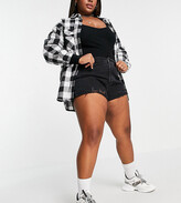 Thumbnail for your product : ASOS Curve DESIGN Curve denim mid rise 'relaxed' shorts in washed black with rips