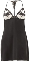 Thumbnail for your product : Fleur of England Onyx Lace-cup Silk-blend Nightdress - Black