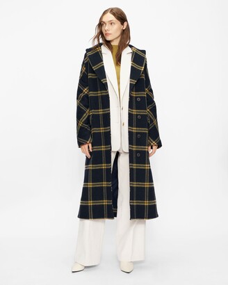Ted Baker Brushed Wool Check Belted Coat - ShopStyle