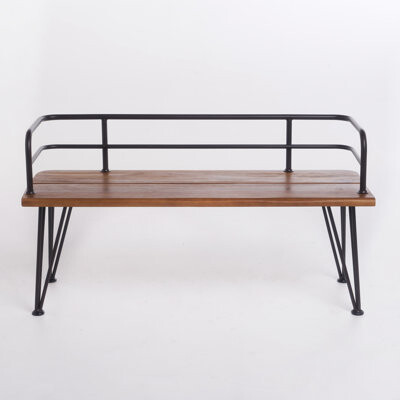 Williston Forge Wood Bench With Rustic Metal Legs - Garden 48\