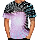Thumbnail for your product : Zegeey Men Women Short Sleeve T-Shirt 3D Swirl Print Optical Illusion Hypnosis Tee Tops(Pink2XL)